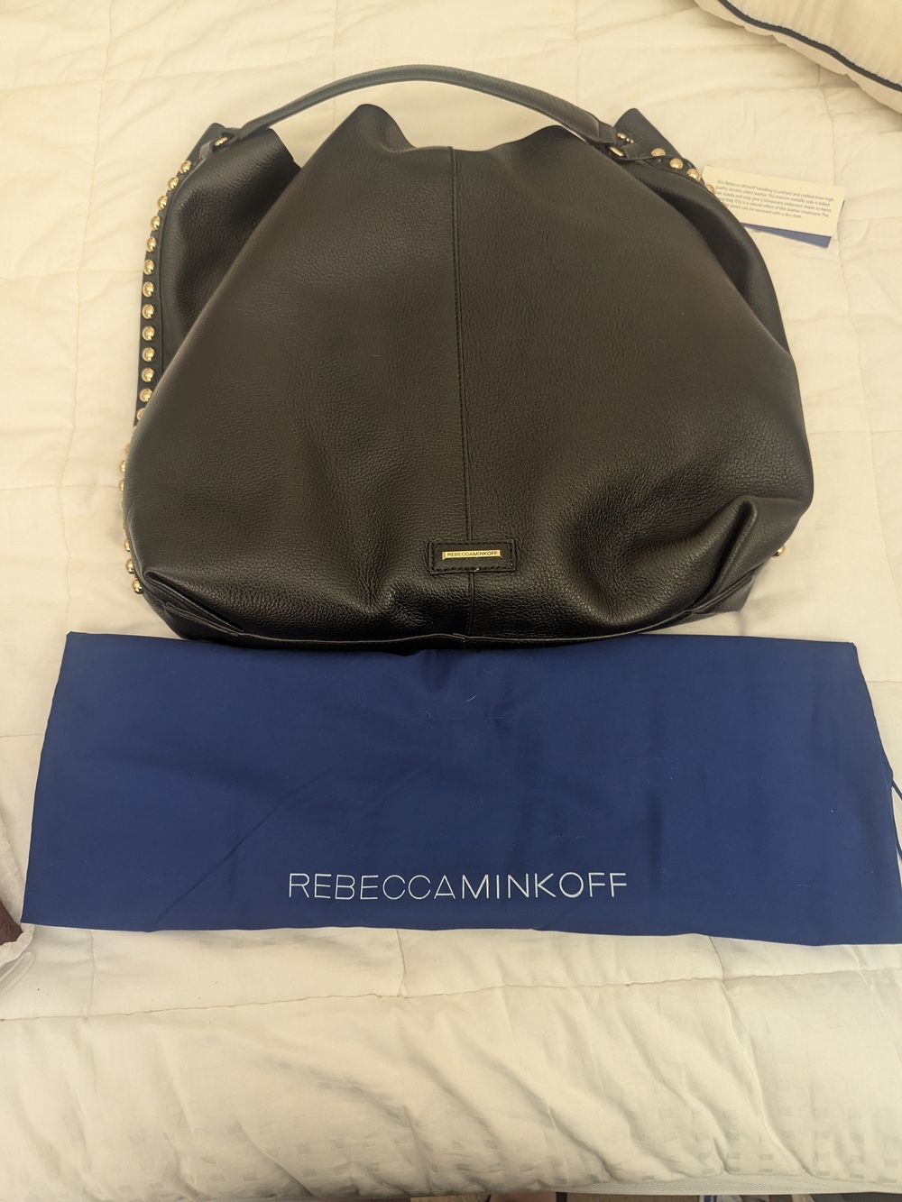Rebecca Minkoff Black Leather Stud-Trim Shoulder Hobo